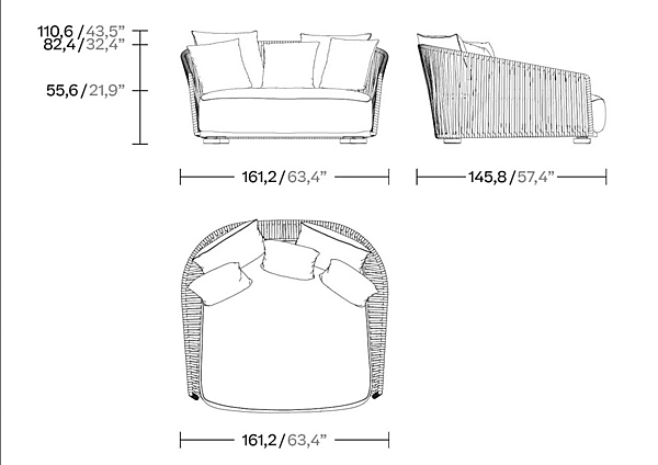 Letto da giardino con schienale imbottito KETTAL GRAND BITTA KS7003600 fabbrica KETTAL dall'Italia. Foto №3