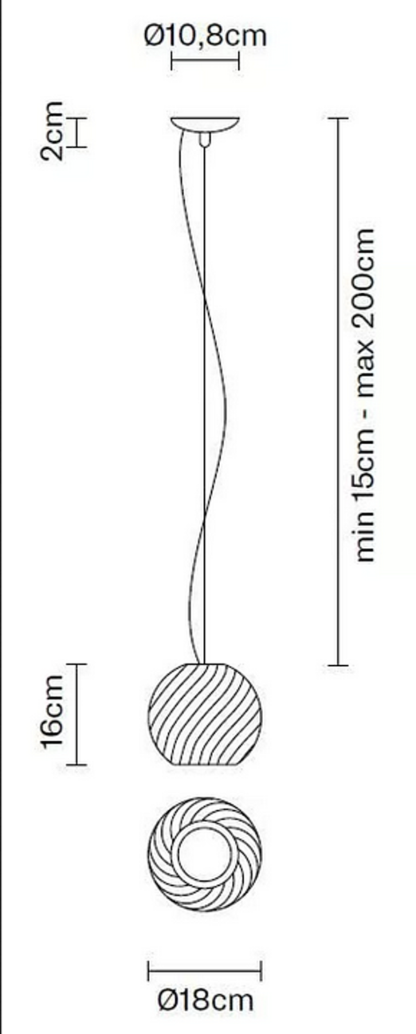 Lampada a sospensione in cristallo Fabbian Diamond Swirl fabbrica Fabbian dall'Italia. Foto №6