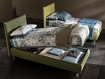 Letto singolo in tessuto con testata imbottita Panarea Altrenotti Letto singolo in tessuto con testata imbottita Panarea Altrenotti fabbrica Altrenotti dall'Italia