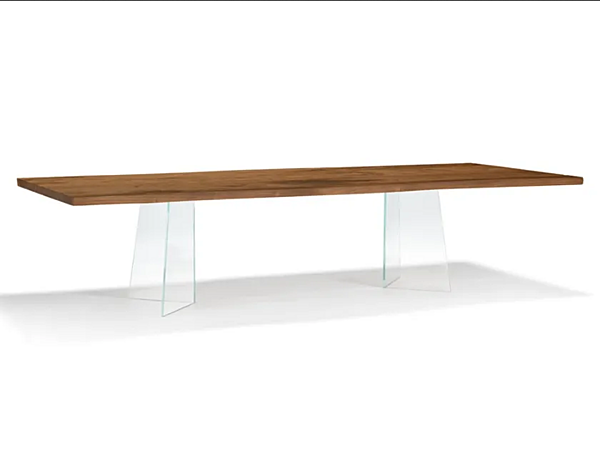 Tavolo rettangolare in legno massello Vero Compact V con vetro ARTE BROTTO L640, V-GLASS fabbrica Arte Brotto dall'Italia. Foto №1
