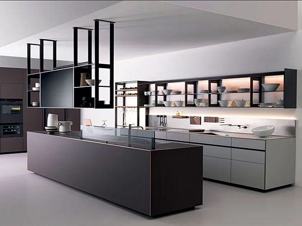 Cucina in laminato con isola senza maniglie Riciclantica Outline cioccolato VALCUCINE fabbrica VALCUCINE dall'Italia. Foto №3