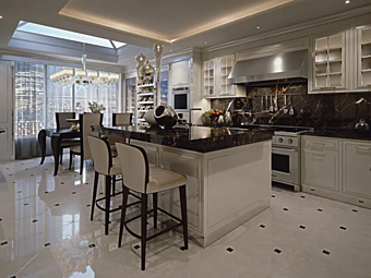Cucina in legno su misura con isola Essenza Londra Martini Interiors