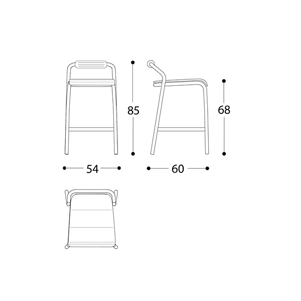 Sgabello da giardino alto impilabile in alluminio Noss VARASCHIN 24550/B, 24551/B, 24552/B, 24553/B fabbrica VARASCHIN dall'Italia. Foto №14