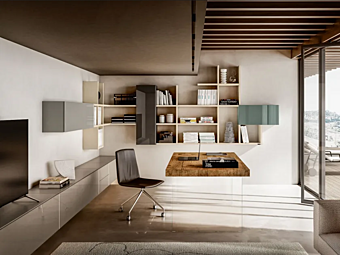 Libreria galleggiante sezionale in legno LAGO Home Office 1260