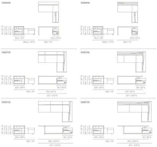 Scrivania direzionale con mensole in legno POLTRONA FRAU JOBS 5580698, 5580706, 5580716 fabbrica POLTRONA FRAU dall'Italia. Foto №3