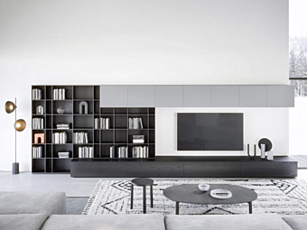 Libreria in legno con elementi di stoccaggio NOVAMOBILI WALL 12 fabbrica NOVAMOBILI dall'Italia