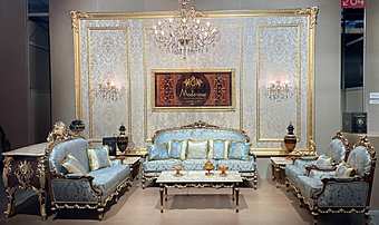 Composizione classica in noce moro con rivestimento oro e blu fabbrica MODENESE GASTONE dall'Italia