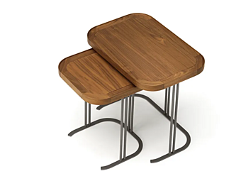 Tavolino da caffè in metallo con piano in legno massello Leonardo ARTE BROTTO L1044 L1044/40L, L1044/40M, L1044/60L, L1044/60M