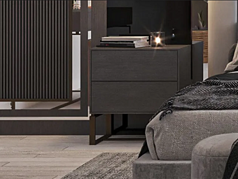 Tavolino da notte rettangolare in legno con cassetti CASA +39 CALIPSO C0011