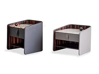 Tavolino da notte rettangolare in pelle Gentleman Flou