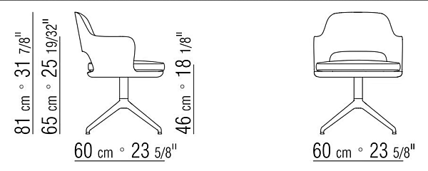 Poltrona girevole in pelle con base a 4 razze Eliseo FLEXFORM 29614 fabbrica FLEXFORM dall'Italia. Foto №5