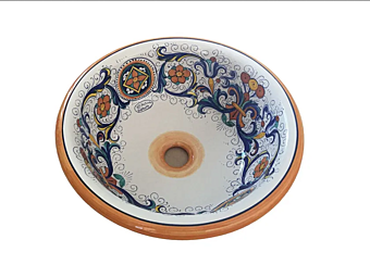 Lavabo ceramico rotondo singolo Classico 07 Ricco L'Antica Deruta BA/45/RICCO
