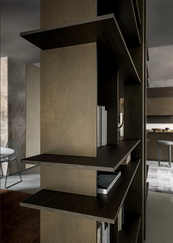 Libreria bifacciale da terra a soffitto in eucalipto MODULNOVA Blade fabbrica Modulnova dall'Italia. Foto №5