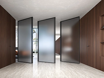 Porta pivotante in alluminio e vetro BARAUSSE collezione Sistema a bilico fabbrica BARAUSSE dall'Italia