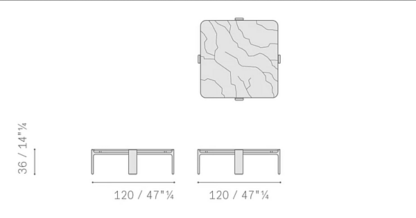 Tavolino da caffè quadrato in vetro POLTRONA FRAU DUO fabbrica POLTRONA FRAU dall'Italia. Foto №6