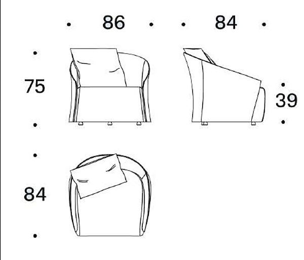 Poltrona in tessuto con copertura removibile e braccioli Saba Bustier fabbrica SABA dall'Italia. Foto №6