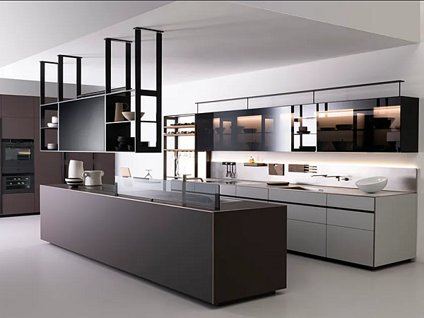 Cucina in laminato con isola senza maniglie Riciclantica Outline cioccolato VALCUCINE fabbrica VALCUCINE dall'Italia. Foto №1