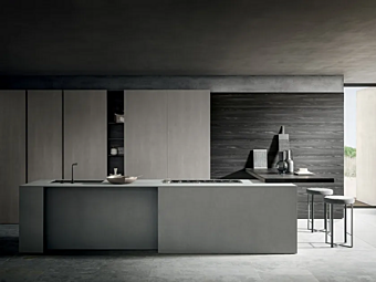 Cucina con penisola in legno Milltech MODULNOVA MH6 fabbrica Modulnova dall'Italia