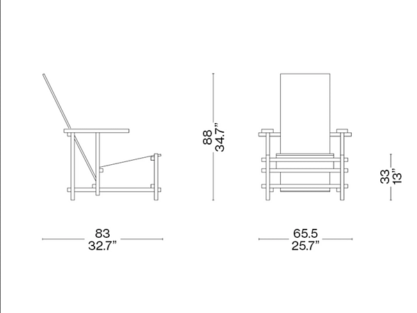 Poltrona alta in legno con braccioli rossi e blu CASSINA 635 fabbrica CASSINA dall'Italia. Foto №6
