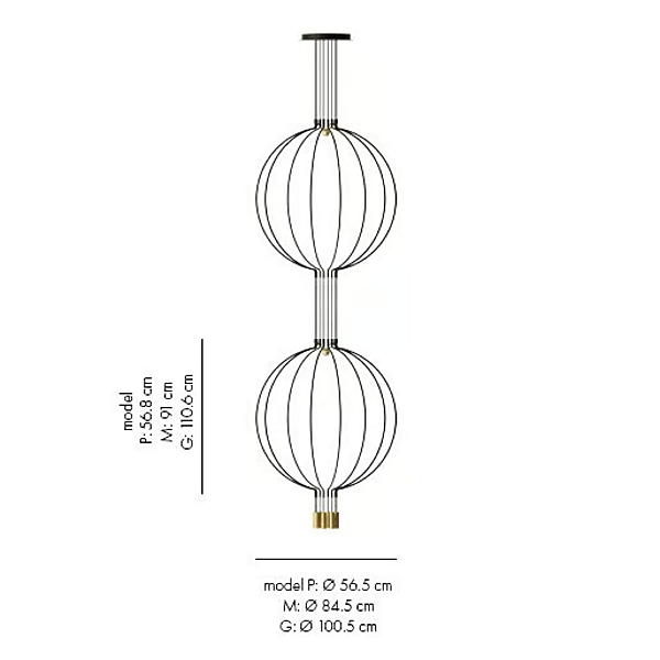 Lampada a sospensione in metallo LED a due livelli AXOLIGHT Liaison fabbrica Axolight dall'Italia. Foto №7