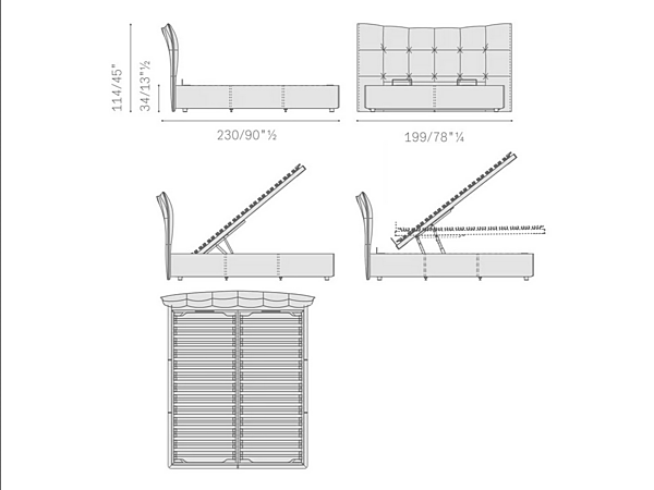 Letto matrimoniale con testata imbottita in tessuto Aurora Tre POLTRONA FRAU fabbrica POLTRONA FRAU dall'Italia. Foto №8