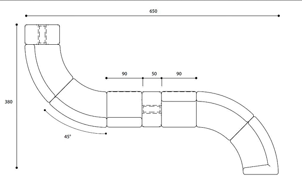 Divano modulare curvo in tessuto da giardino con schienale imbottito VARASCHIN Circle Belt 221 fabbrica VARASCHIN dall'Italia. Foto №13
