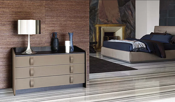 Comò in pelle Gentleman Flou fabbrica Flou dall'Italia. Foto №4