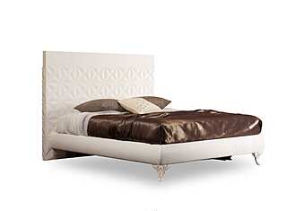 Letto matrimoniale in pelle con testiera imbottita DIAMOND Bizzotto Italia