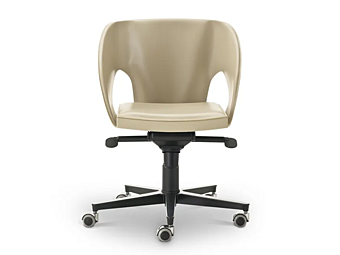 Sedia girevole in pelle con ruote Voile i 4 Mariani