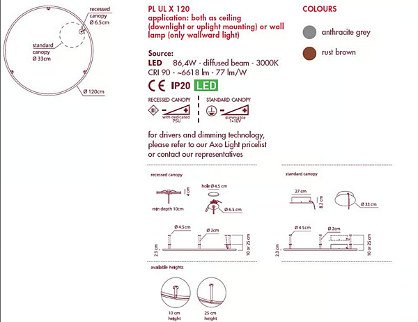 Lampada da soffitto in alluminio LED U-Light AXOLIGHT fabbrica Axolight dall'Italia. Foto №4