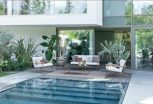Divano da giardino a 2 posti con base a slitta in tessuto Atmosphera Pipe fabbrica ATMOSPHERA dall'Italia. Foto №5