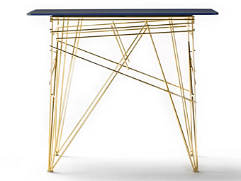 Tavolo console rettangolare in vetro e acciaio inox Black Tie LIN LINCONGB/R/W, LINCONCB/R/W