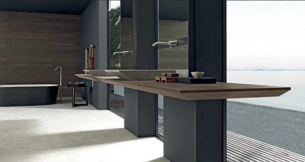 Unità lavabo doppia in rovere con specchio SURF MODULNOVA fabbrica Modulnova dall'Italia. Foto №3