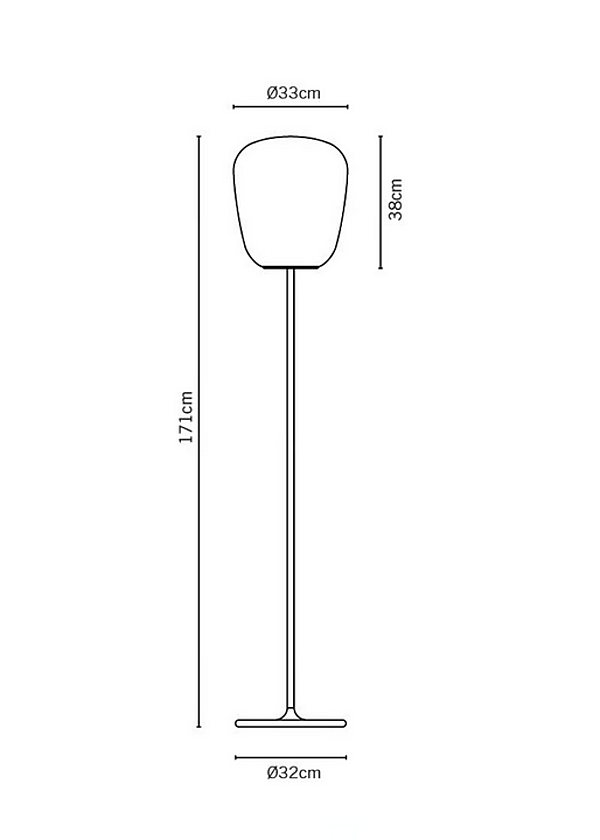 Lampada da terra in vetro fluorescente alogena Fabbian Lumi Baka fabbrica Fabbian dall'Italia. Foto №4