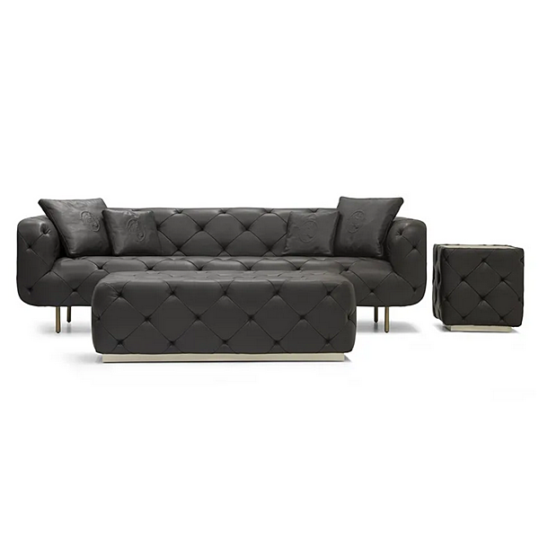 Pouf rettangolare in pelle trapuntata FORMITALIA Overseas fabbrica FORMITALIA dall'Italia. Foto №5