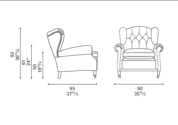 Poltrona bergère in pelle 1919 Poltrona Frau fabbrica POLTRONA FRAU dall'Italia. Foto №4