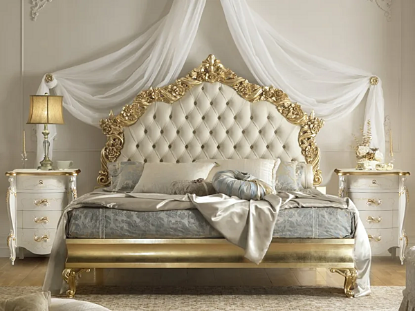 Letto matrimoniale in legno con testata imbottita CASA +39 VERDI 781, 783 fabbrica CASA +39 dall'Italia. Foto №1