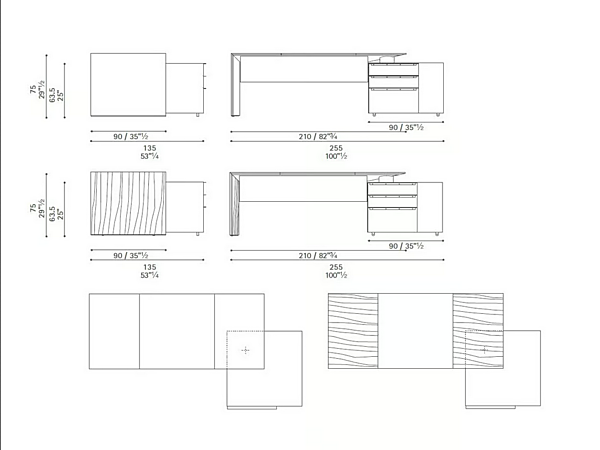 Scrivania esecutiva rettangolare in pelle con ripiani POLTRONA FRAU C E O CUBE DESK fabbrica POLTRONA FRAU dall'Italia. Foto №7