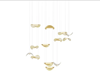 Lampada a sospensione modulare in vetro di Murano Manta Paolo Castelli ILL.MANT.200