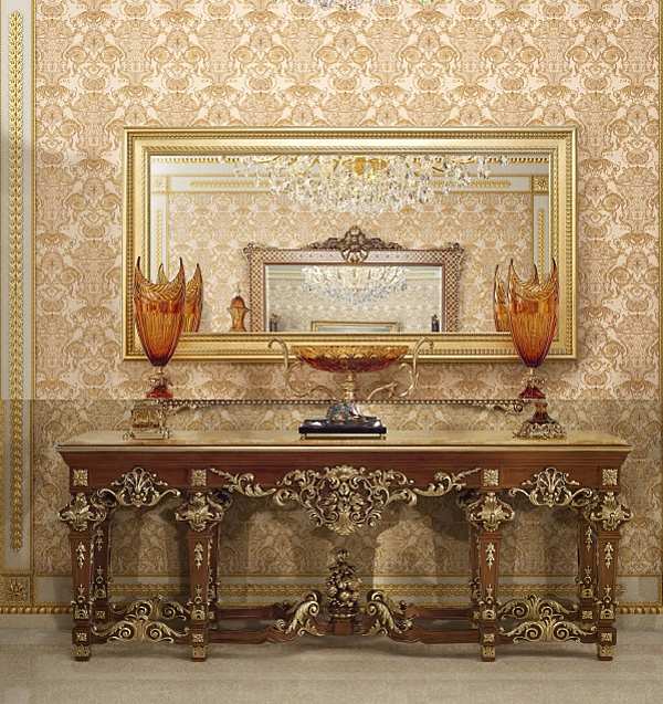 Set: specchio in finitura oro con consolle Modenese Gastone fabbrica MODENESE GASTONE dall'Italia. Foto №1