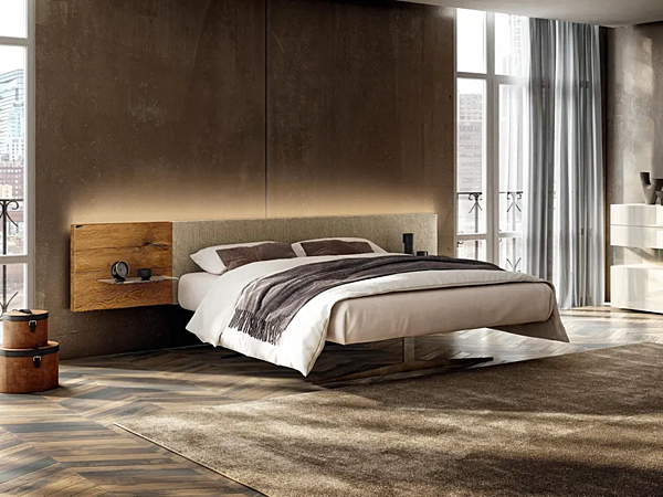 Letto matrimoniale in tessuto con comodini integrati LAGO Steel 1717 1717 fabbrica LAGO dall'Italia. Foto №1
