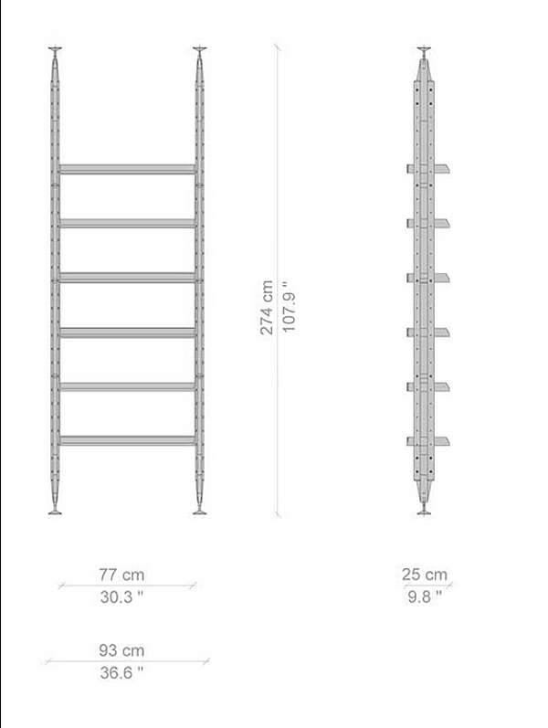 Libreria in legno a soffitto e pavimento CASSINA 835 Infinito fabbrica CASSINA dall'Italia. Foto №5