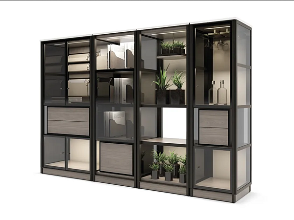 Libreria modulare con luci integrate in legno GIORGETTI DOMUS fabbrica GIORGETTI dall'Italia. Foto №2