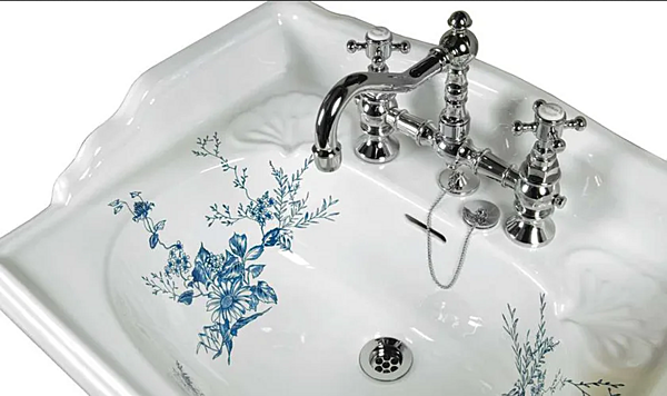 Lavabo in porcellana con piedistallo blu vittoriano Gentry Home fabbrica Gentry Home dall'Italia. Foto №2