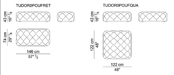 Pouf in pelle trapuntata I 4 Mariani Tudor fabbrica i 4 Mariani dall'Italia. Foto №3