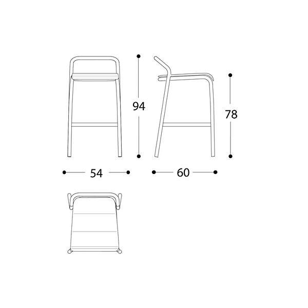 Sgabello da giardino alto impilabile in alluminio Noss VARASCHIN 24550/B, 24551/B, 24552/B, 24553/B fabbrica VARASCHIN dall'Italia. Foto №11