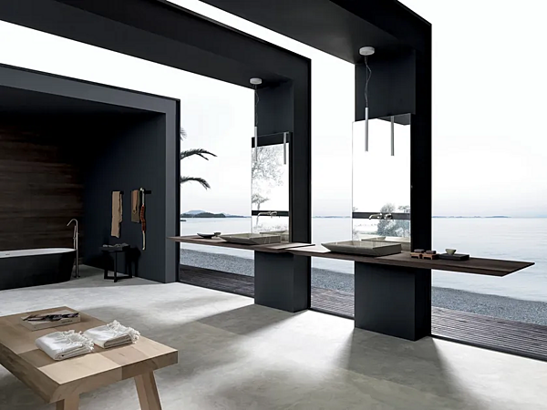 Unità lavabo doppia in rovere con specchio SURF MODULNOVA fabbrica Modulnova dall'Italia. Foto №1
