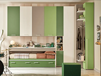 Set letto in legno con armadio a ponte e letto estraibile MORETTI COMPACT KC418 fabbrica MORETTI  COMPACT dall'Italia