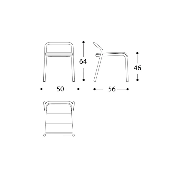 Sedia da giardino impilabile in alluminio con schienale aperto Noss VARASCHIN 24500/L, 24501/L, 24502/L, 24503/L fabbrica VARASCHIN dall'Italia. Foto №18