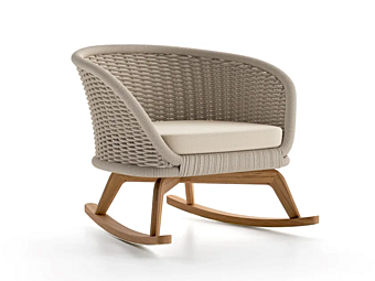 Poltrona a dondolo da giardino con braccioli in legno Atmosphera collezione Ludo L6 LU.DO